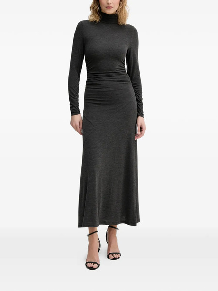  Sisley Ruched Roll-neck Midi Dress - Grey 
