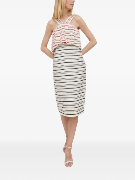  Sisley Striped Pleated Midi Dress - Neutrals 