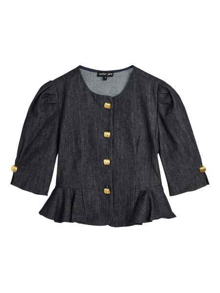  Sister Jane Curio Peplum Buttoned Blouse - Black 