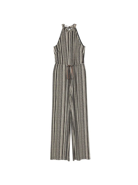  Siyu Striped-pattern Drawstring-waist Jumpsuit - Black 