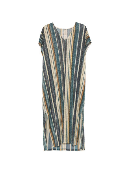  Siyu Striped V-neck Maxi Dress - Blue 