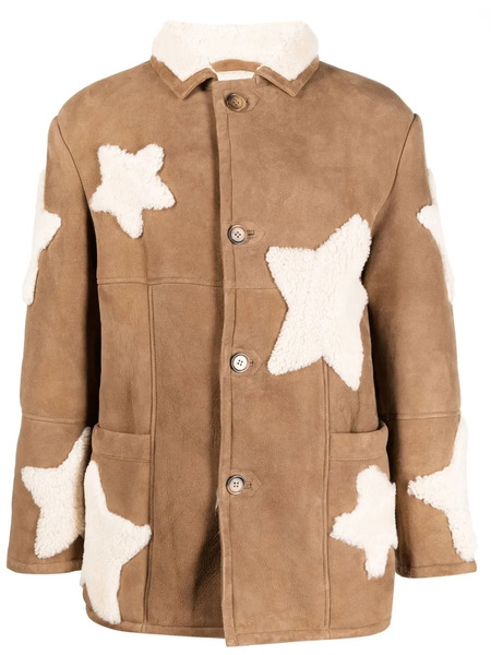  Sky High Farm Shearling Leather Star Jacket - Neutrals 