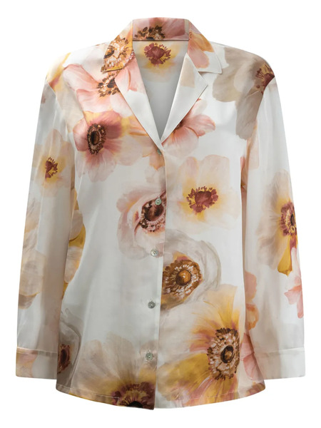  Sleep No More Floral-print Silk Shirt - Neutrals 