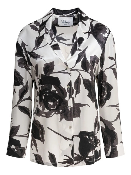  Sleep No More Rose-print Button-down Blouse - White 