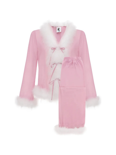  Sleeper Afrodita Faux Fur-trim Pajama Set - Pink 