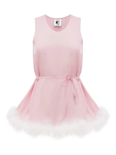  Sleeper Bisou Bisou Feather-trim Top - Pink 