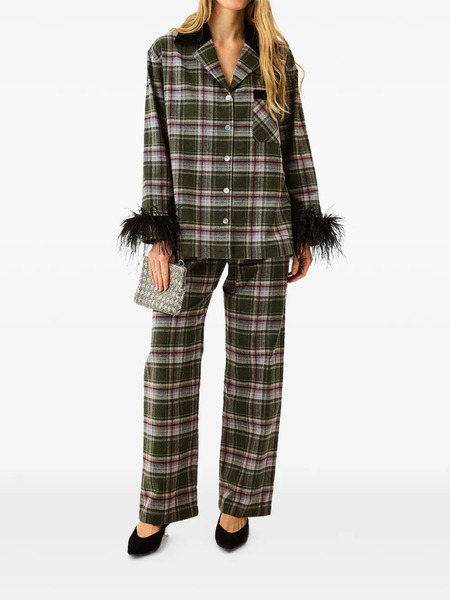  Sleeper Checked Detachable-feathers Pajama - Green 