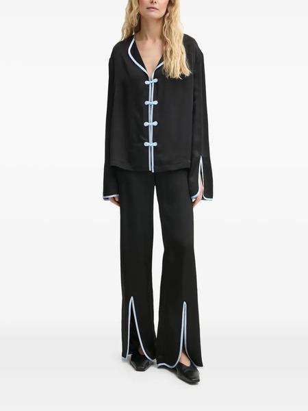  Sleeper Contrast-trim Pajamas - Black 