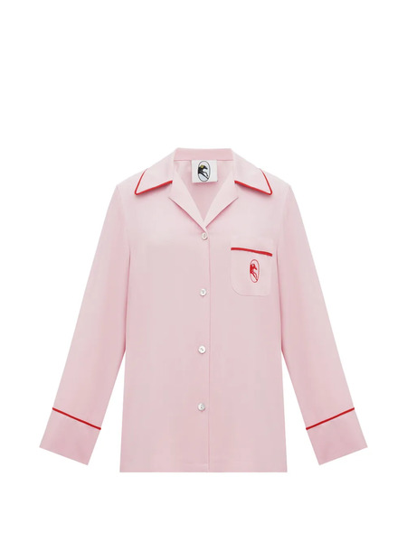  Sleeper Contrast-trim Pocket Pajama-style Shirt - Pink 