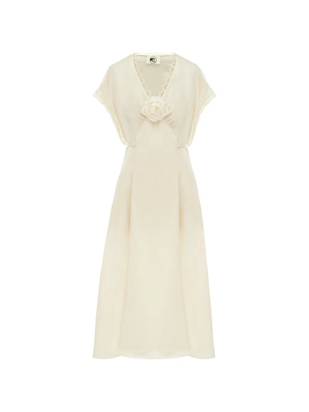  Sleeper Genus Rosa Lace-trim Satin Midi Dress - Neutrals 