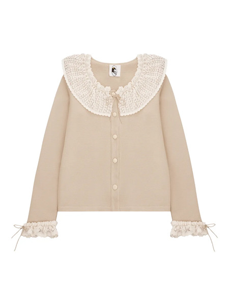  Sleeper Malena Lace-collar Cardigan - Neutrals 
