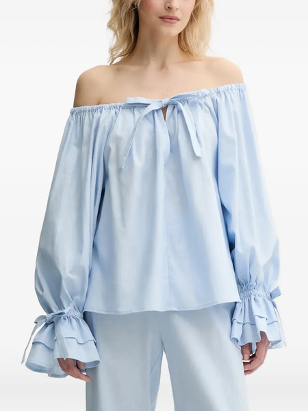  Sleeper Tie Ruffled Loungewear Set (set Of Two) - Blue 