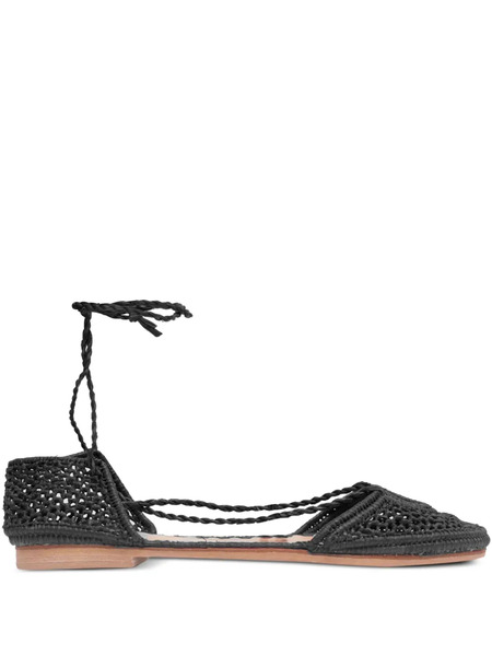  Slo_hand_made Lace-up Ballet Flats - Black 