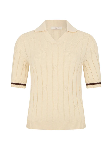  Slowear Cable-knit Polo Shirt - Neutrals 