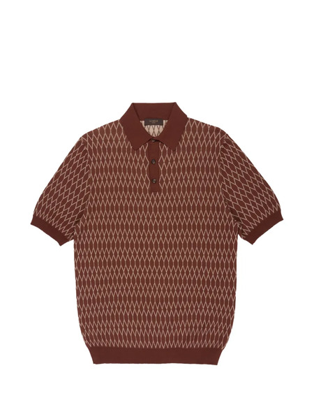  Slowear Jacquard Pattern Polo Shirt - Brown 