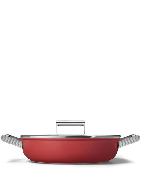 Smeg Low Stainless-steel Saucepan (28cm) - Red 