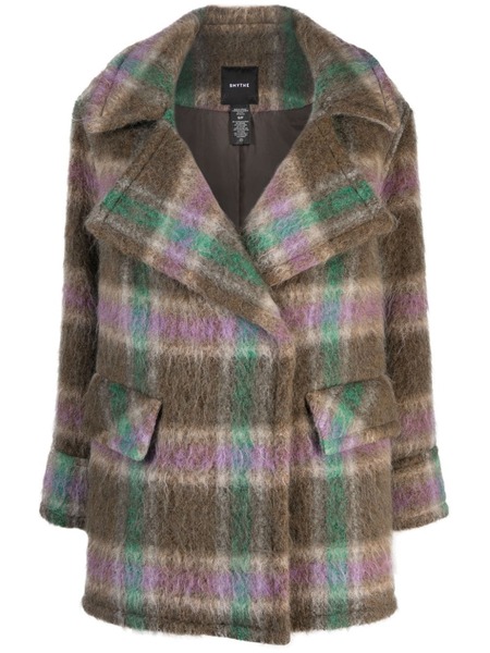  Smythe Blanket Car Plaid-check Double-breasted Coat - Grey 
