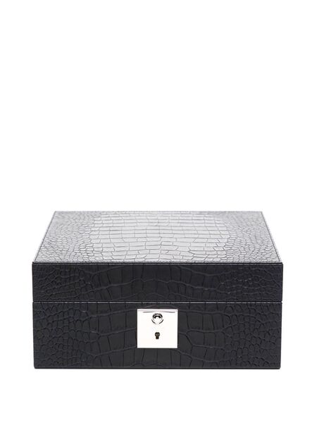  Smythson Crocodile-effect Leather Trinket Box - Black 