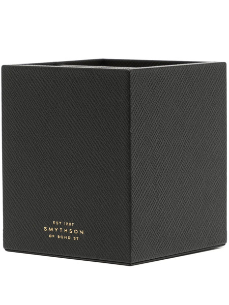  Smythson Logo-print Leather Pencil Holder - Black 