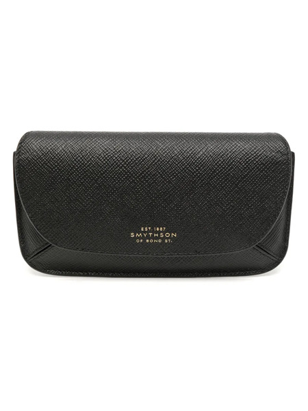  Smythson Logo-stamp Leather Sunglasses Case - Black 