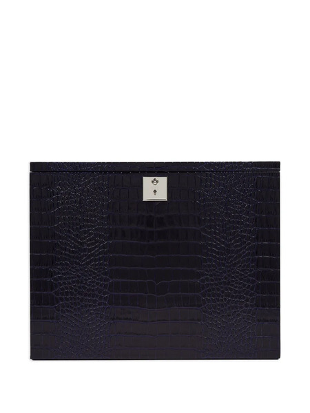  Smythson Mara Crocodile-effect Cocktail Box Set - Blue 