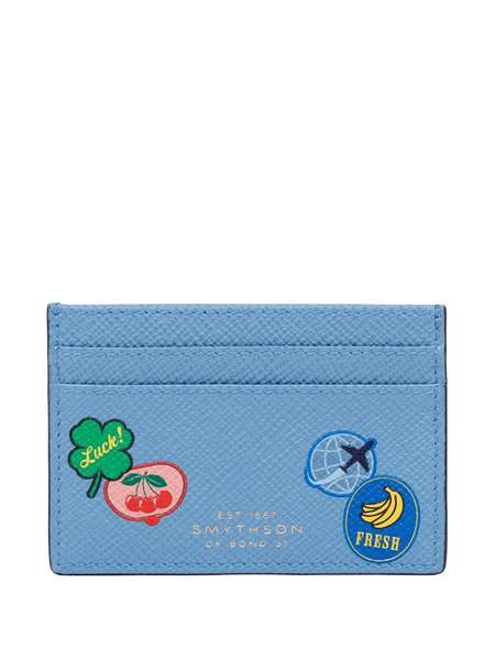  Smythson Panama Sticker Leather Cardholder - Blue 