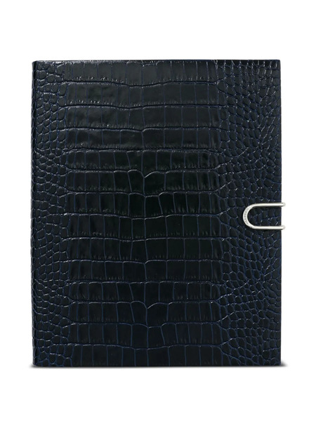  Smythson Portobello Crocodile-effect Slide-closure Notebook - Blue 