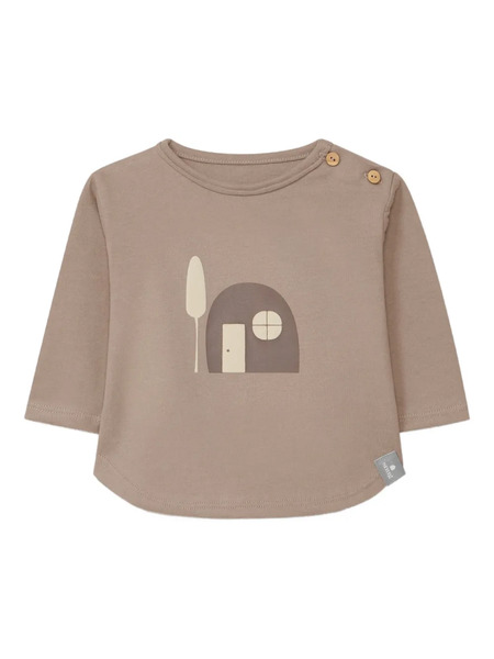  Snug Button Graphic-detail Top - Neutrals 