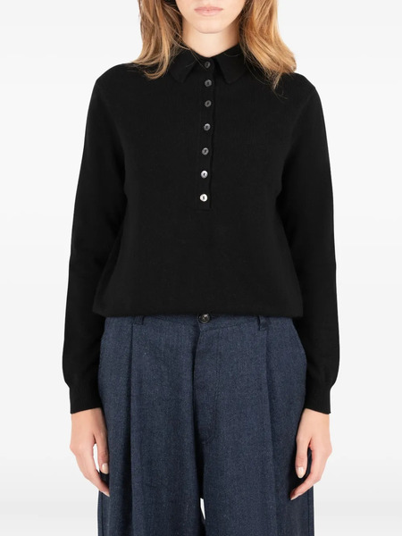  Société Anonyme Buttoned Polo-collar Sweater - Black 