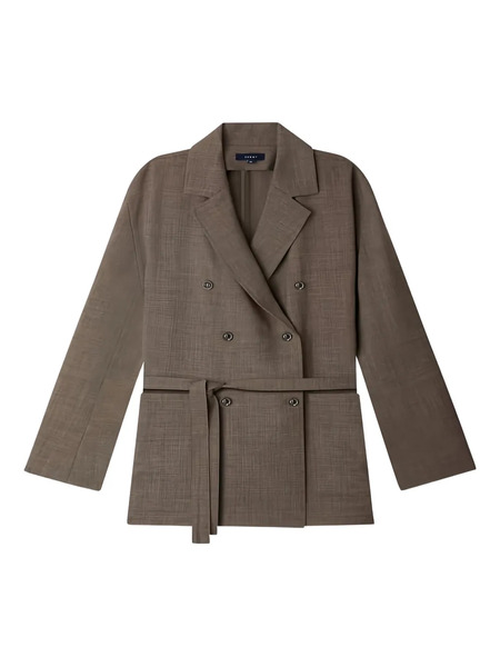  Soeur Belted Double-breasted Wool Blazer - Brown 