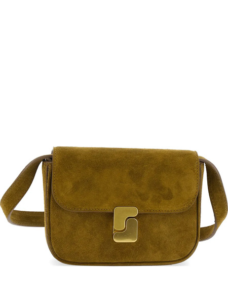  Soeur Suede Buckle Shoulder Bag - Green 