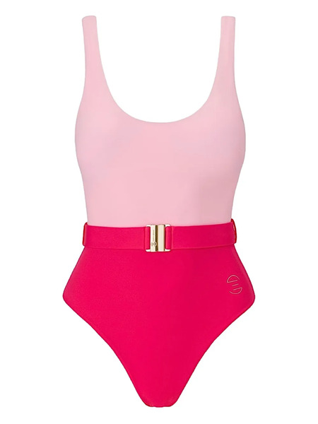  Sofia Erhan Belted Colour-block Swimsuit - Pink 