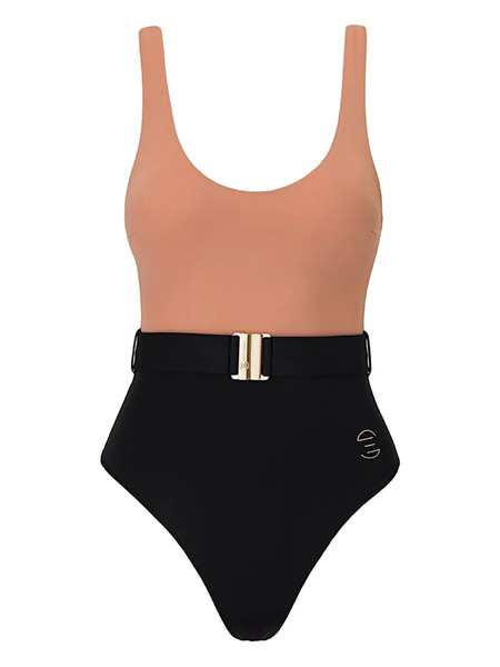  Sofia Erhan Belted Two-tone Swimsuit - Brown 