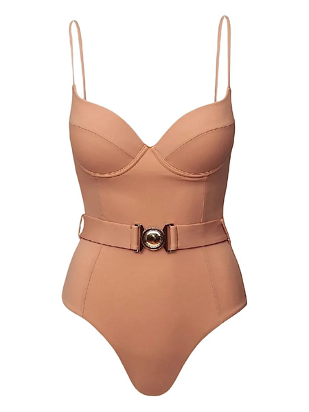  Sofia Erhan Belted Underwired Swimsuit - Brown 