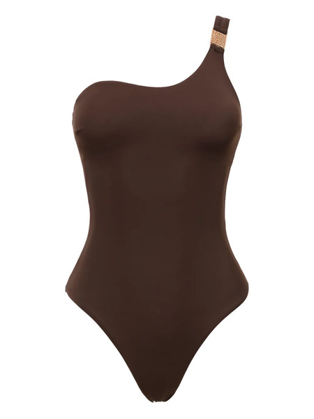  Sofia Erhan Rose One-shoulder Embellished Swimsuit - Brown 