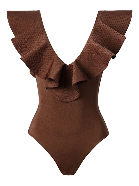  Sofia Erhan Ruffle-detail Swimsuit - Brown 