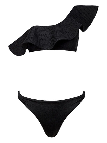 Sofia Erhan Ruffle One-shoulder Bikini - Black 
