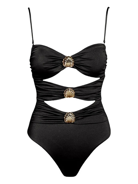  Sofia Erhan Shell-embellished Cut-out Swimsuit - Black 