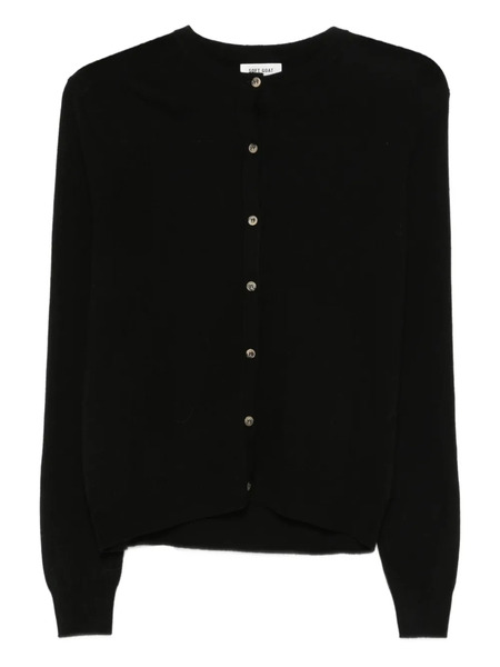  Soft Goat Crew Neck Cardigan - Black 