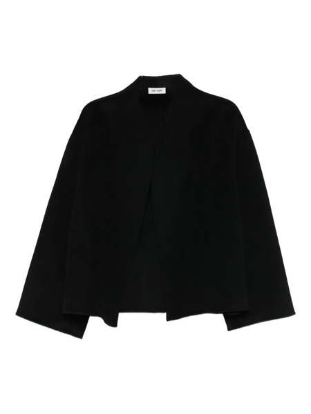  Soft Goat Open-front Short Oversized Coat - Black 