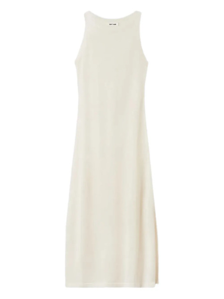  Soft Goat Round-neck Maxi Dress - White 