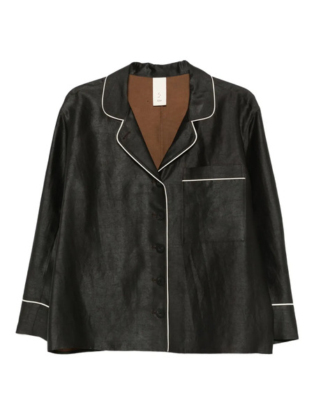  Soh Piped-detail Buttoned Shirt - Black 