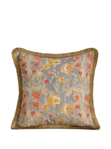  Soho Home Halsey Floral Fringed Cushion - Blue 