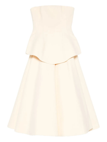  Solace London Ada Strapless Peplum Midi Dress - Neutrals 