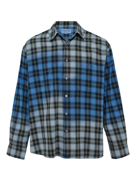  Solid Homme Bleached Checked Shirt - Blue 