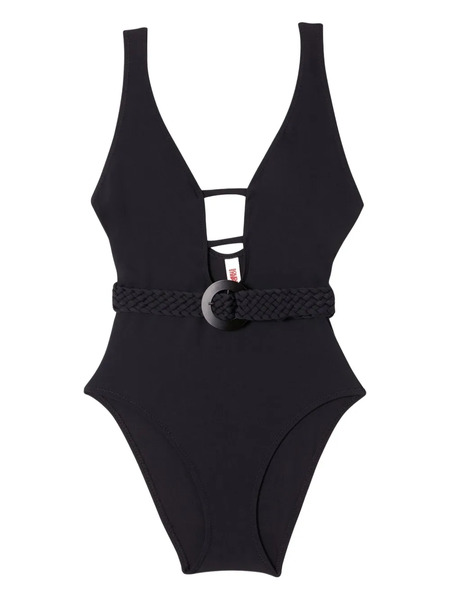  Solid & Striped The Beatrice Belted Keyhole Swimsuit - Black 