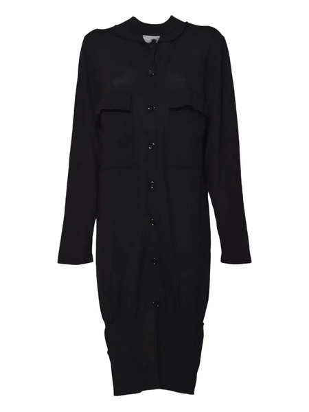  Solotre Buttoned Knitted Midi Dress - Black 