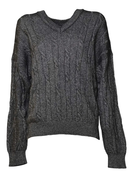  Solotre Cable-knit V-neck Sweater - Grey 