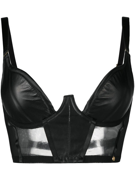  Something Wicked Fitted Leather Bra - Black 