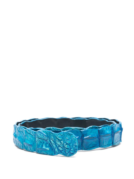  Sommet Crocodile-leather Belt - Blue 